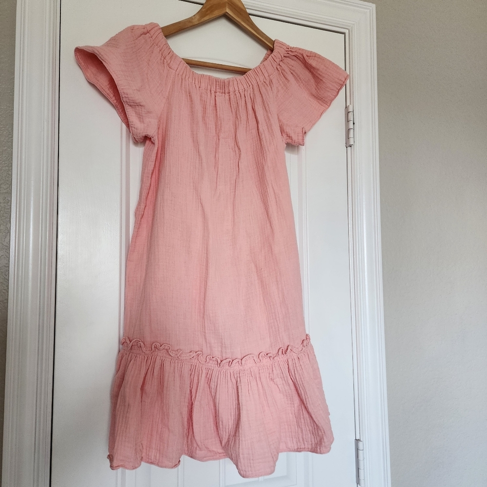 Rebecca Taylor Women’s Off Shoulder Cotton Gauze Dress in Malibu Peach Pink 2